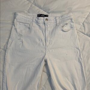 Hollister White Ripped Straight Jeans High-Waisted